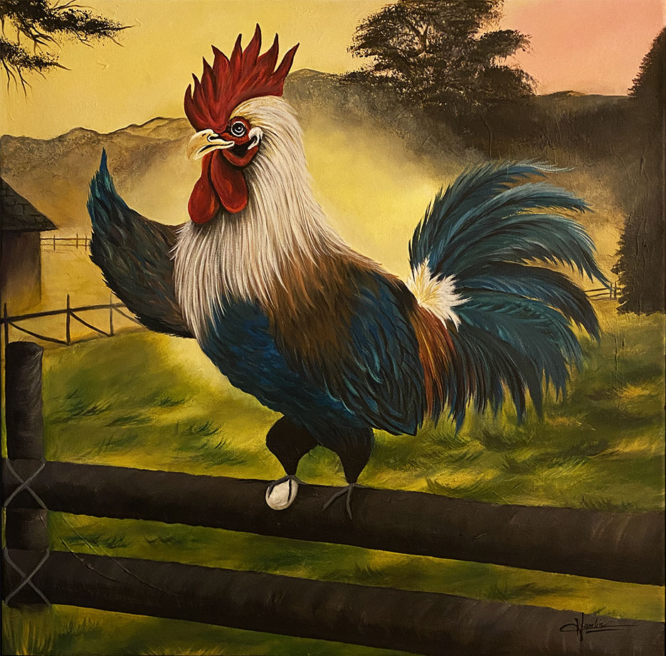 Tableau Annie S. Hamlin- Papa j'ai retrouvé le coq